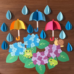 アジサイ壁面飾り 梅雨壁面 6月壁面 ハンドメイド その他アート Rena
