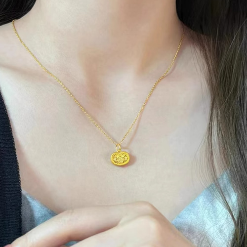 24K縁起物24K純金富運の花ネックレス24Kゴールド幸運を願う