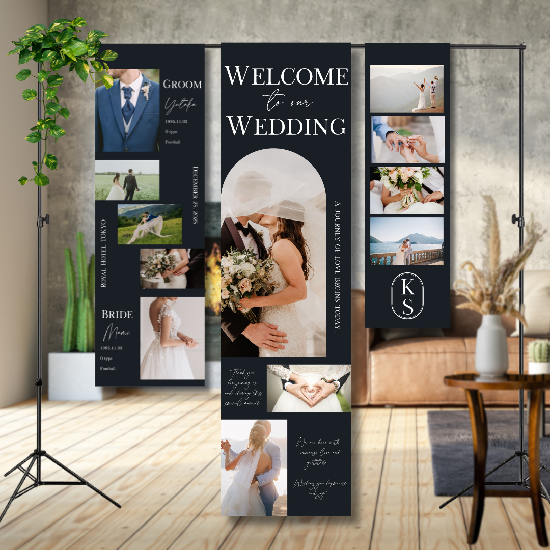 【納期10日以内】タペストリー 3枚セット ウェルカムボード 結婚式 ウェルカムスペース ウェディング 披露宴 前撮り