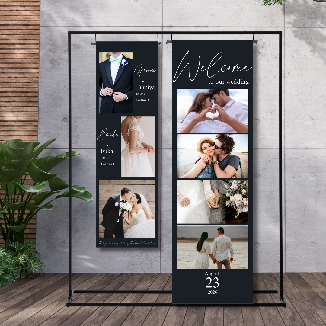 タペストリー 2枚セット ウェルカムボード 結婚式 ウェルカムスペース ウェディング 披露宴 引き出物 婚礼 前撮り