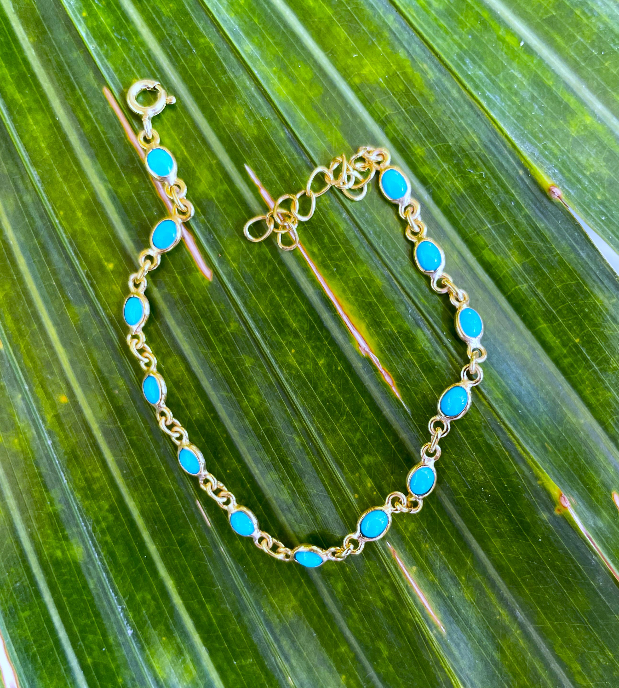 925シルバー/天然ターコイズテニスブレスレット