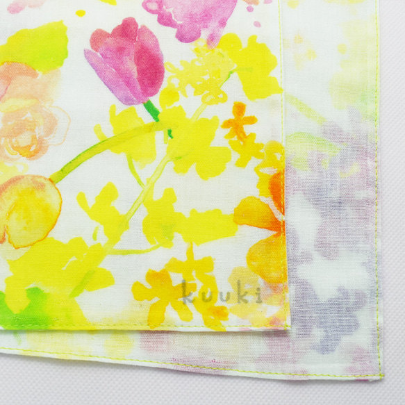 kuuki　Wガーゼハンカチ（flower） 3枚目の画像