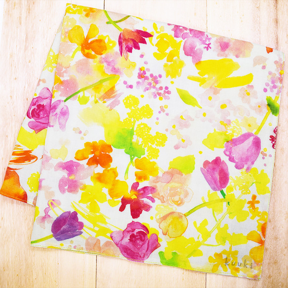 kuuki　Wガーゼハンカチ（flower） 2枚目の画像