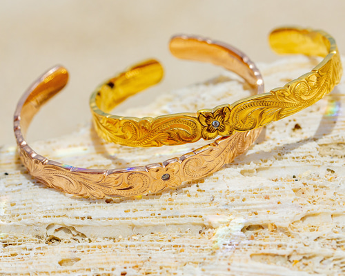 14KGF ハワイアンジュエリーブレスレット バングル 恋人ギフト 金属