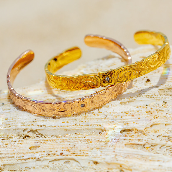 14KGF ハワイアンジュエリーブレスレット バングル 恋人ギフト 金属