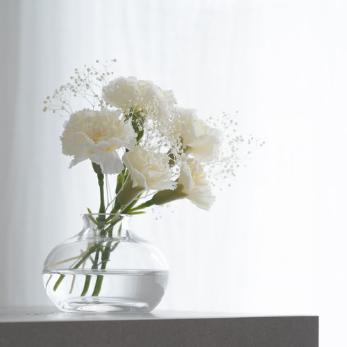 水換え不要）かすみ草とカーネーションの花瓶挿し ホワイト アート