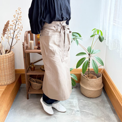 ギャルソンエプロン（80cm丈）カフェスタイルの腰巻きコットンエプロン