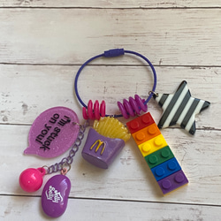 HAND MADE☆じゃらじゃらキーホルダー（Hand-207）《デコ