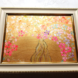 風水開運幸せ絵画＊夢色光画〜微笑み鳳凰/ピンク〜ヒーリング 金