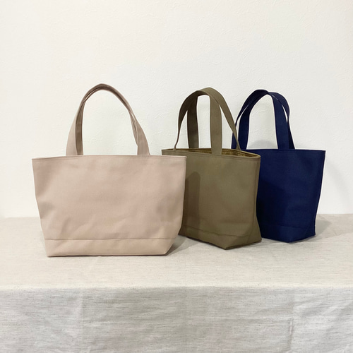 トートバッグ ネイビー/ベージュ シンプルな8号帆布トートバッグ＊ベージュ＊カーキ＊ネイビー＊安芸