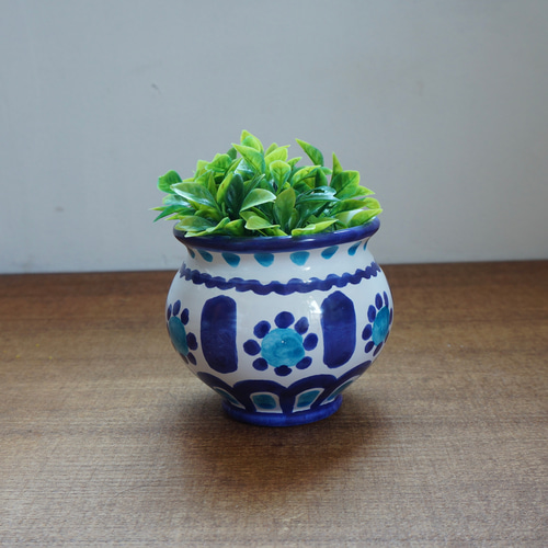 タラベラ焼 陶器花瓶 スペイン デルフトブルー マジョリカ