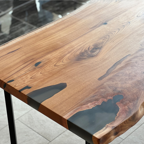 ケヤキ L字型 ダイニングテーブル 一枚板テーブル 2065mm×910mm×700mm