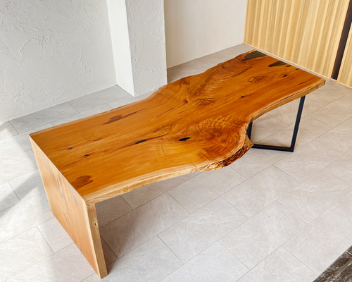 ケヤキ L字型 ダイニングテーブル 一枚板テーブル 2065mm×910mm×700mm