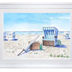 きのこの森 ＊額装付き手描き水彩画 ＊送料無料 絵画 うるちま企画