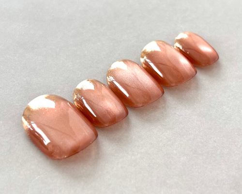 【オーダー】ネイルチップ　ミラーフレンチ　マグネット　キラキラ　ブラウン　韓国 オーダー】ネイルチップ ミラーフレンチ マグネット キラキラ