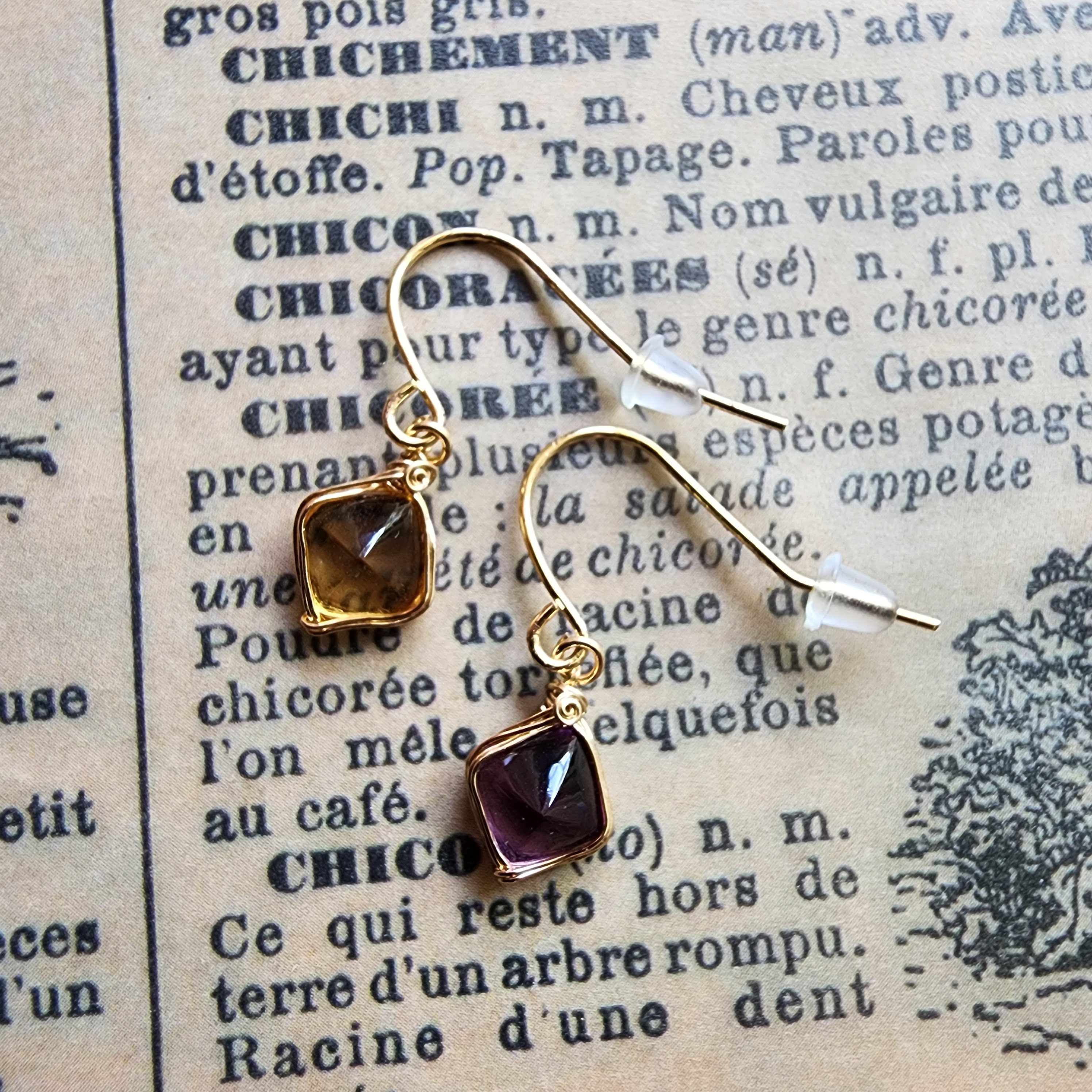 アメシスト×シトリンシュガーローフピアス