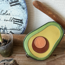 ⭐アボカド color⭐シュリンクレザーのミニマム財布 【本革財布