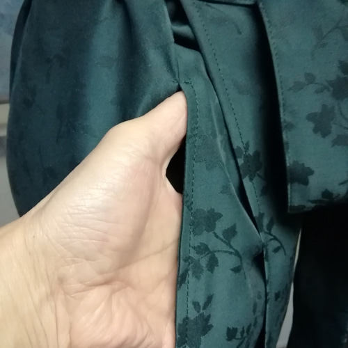 日本製】S~3L 小花柄ジャガード織 深緑 茶道お稽古用エプロン