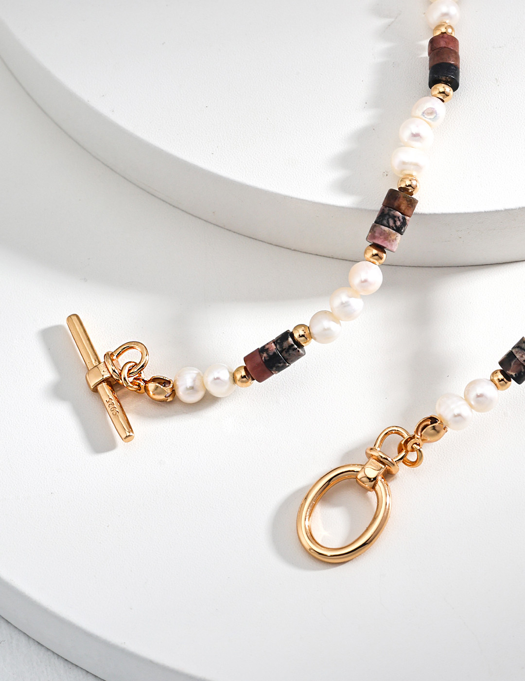 月影の記憶 | S925 パールとインカローズのネックレスセット 14KGF