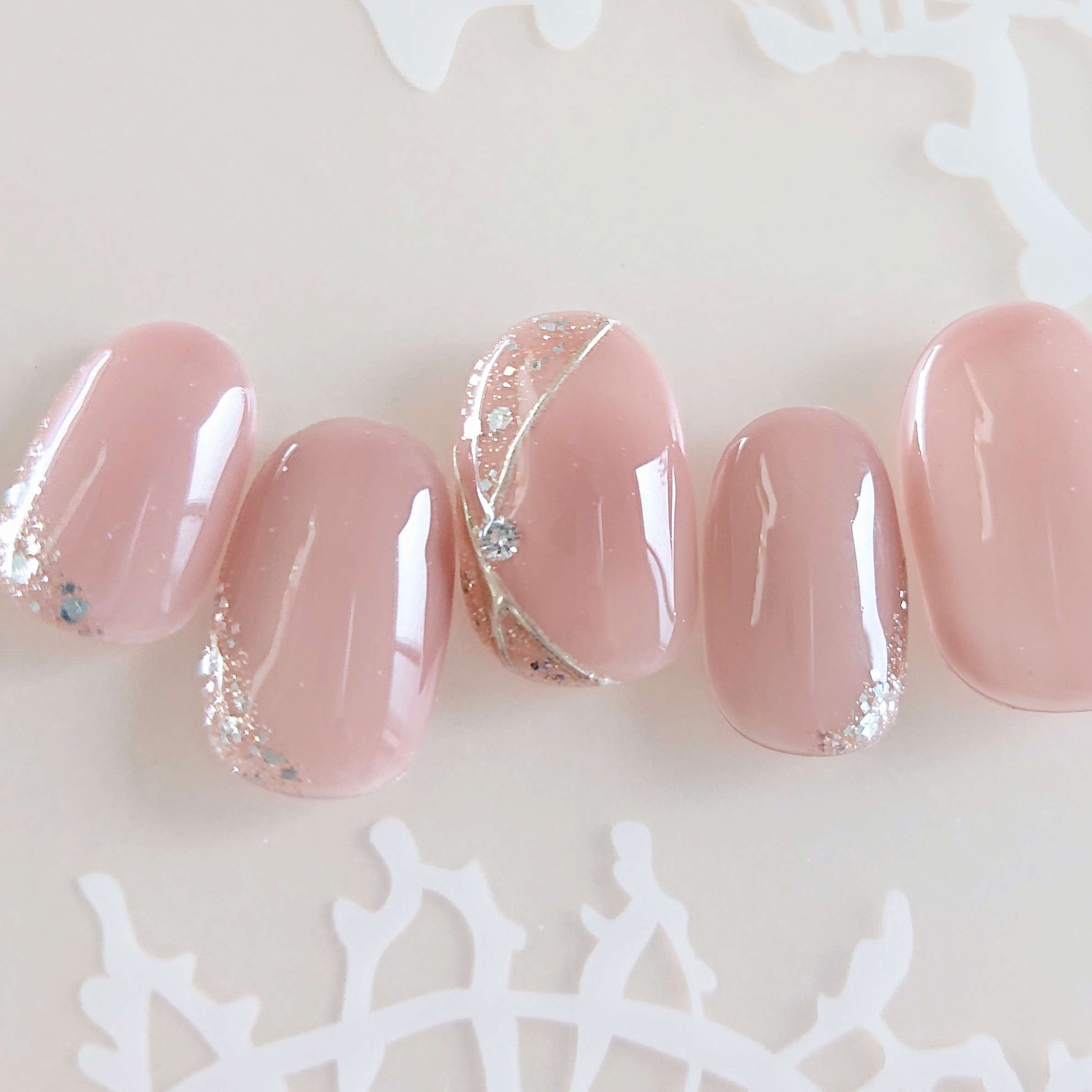 【ダイヤモンドが選べる】【サイズ/カラー選べる】前撮りネイル　ブライダルネイル　フォトウェディング　D111