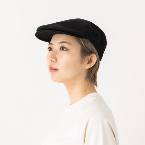 THEREDTHREAD ハンチング帽　ブラック×ホワイト 黒を極めたハンチング（帽子）【伝統工芸「名古屋黒紋付染め」技法で