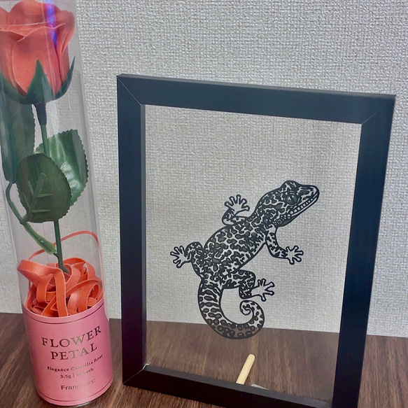 レオパードゲッコー　絵画　額縁ありなし選べます。 ボールペン画アーティスト🐸Saki | ラフドローイング