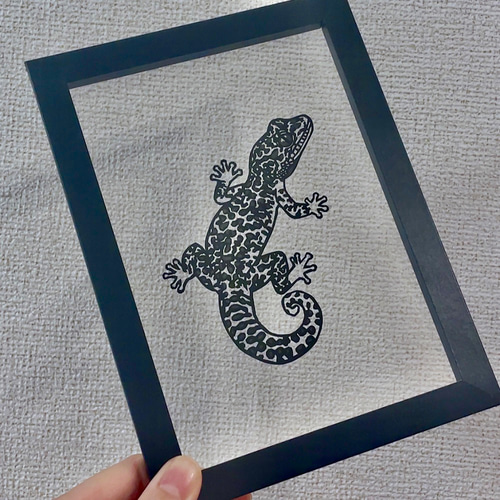 レオパードゲッコー　絵画　額縁ありなし選べます。 レオパードゲッコー 原画 額縁ありなし選べます。