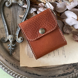 栃木レザー二つ折りウォレット＊オイルバケッタDark Choco×コンチョ紐