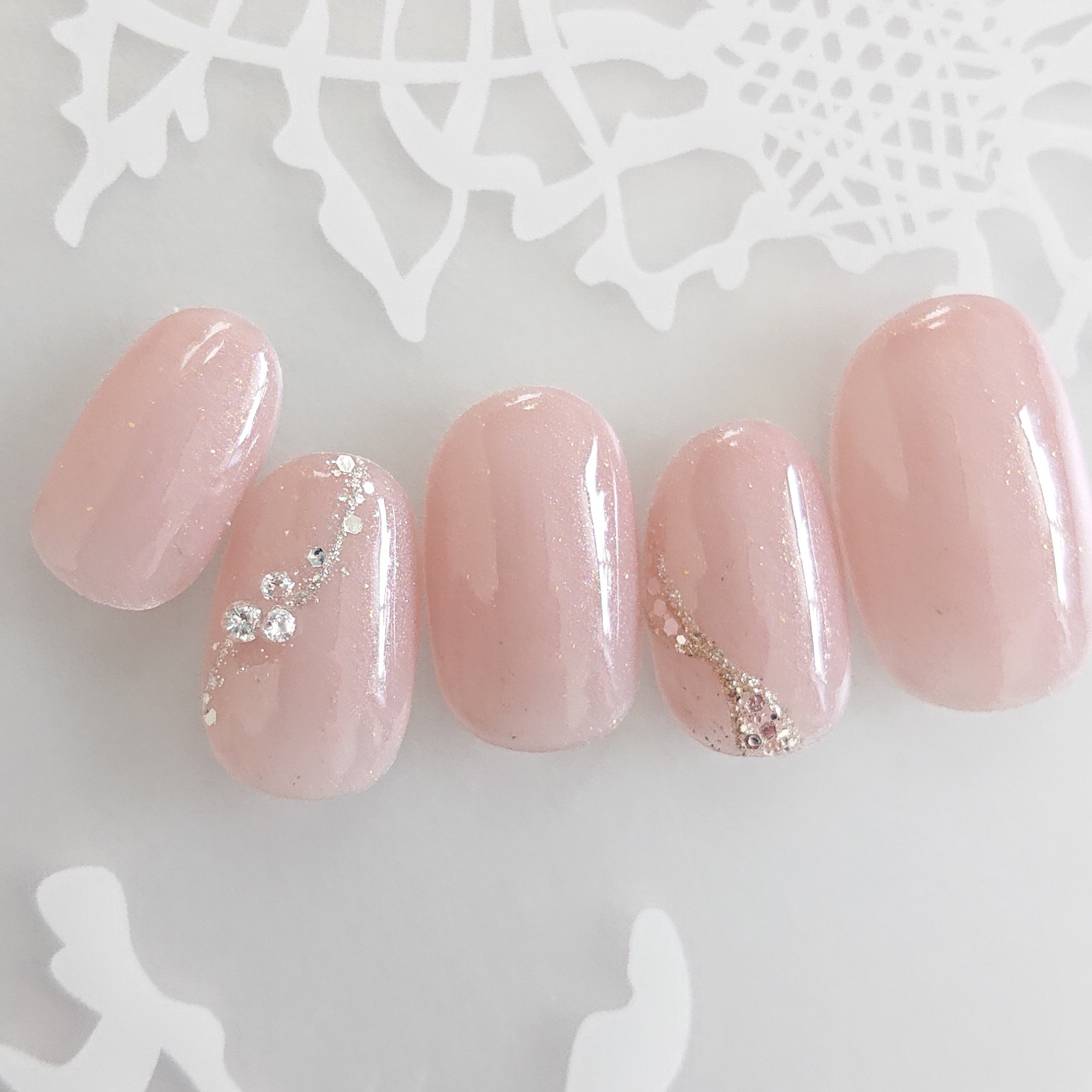 【ダイヤモンドが選べる】【サイズ/カラー選べる】ネイルチップ　付け爪　フォトウェディング　前撮りネイルD114