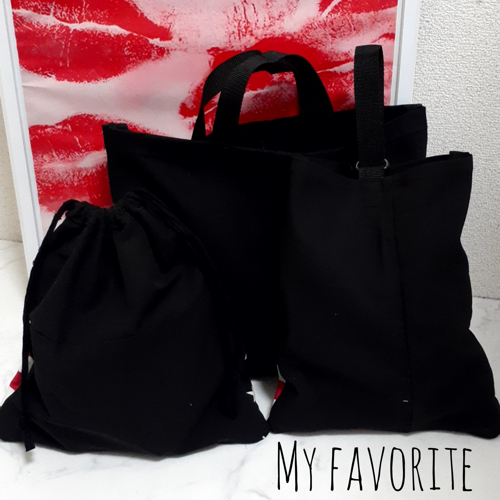 レッスンバッグ&上履き入れ&体操着袋セット　アメリカン　モノトーン　星　ペイズリー