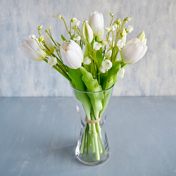 リアル造花チューリップとスズランのブーケアレンジ【花瓶別売り】 11枚目の画像