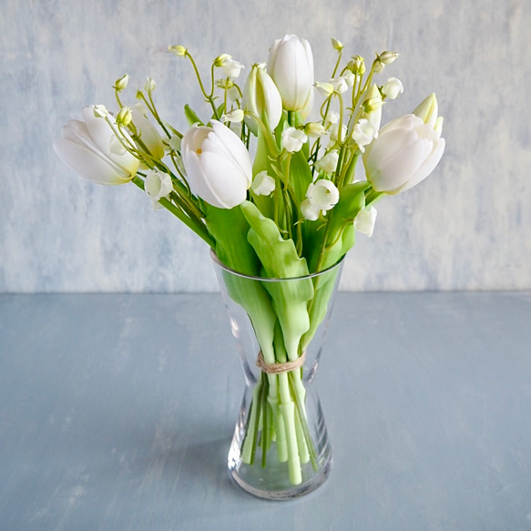 リアル造花チューリップとスズランのブーケアレンジ【花瓶別売り】 11枚目の画像