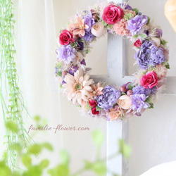 造花リース｜アーティフィシャルフラワー｜ガーベラが可愛い｜ピンクのミニバラ｜結婚祝い 還暦祝い｜造花フラワーギフト 6枚目の画像