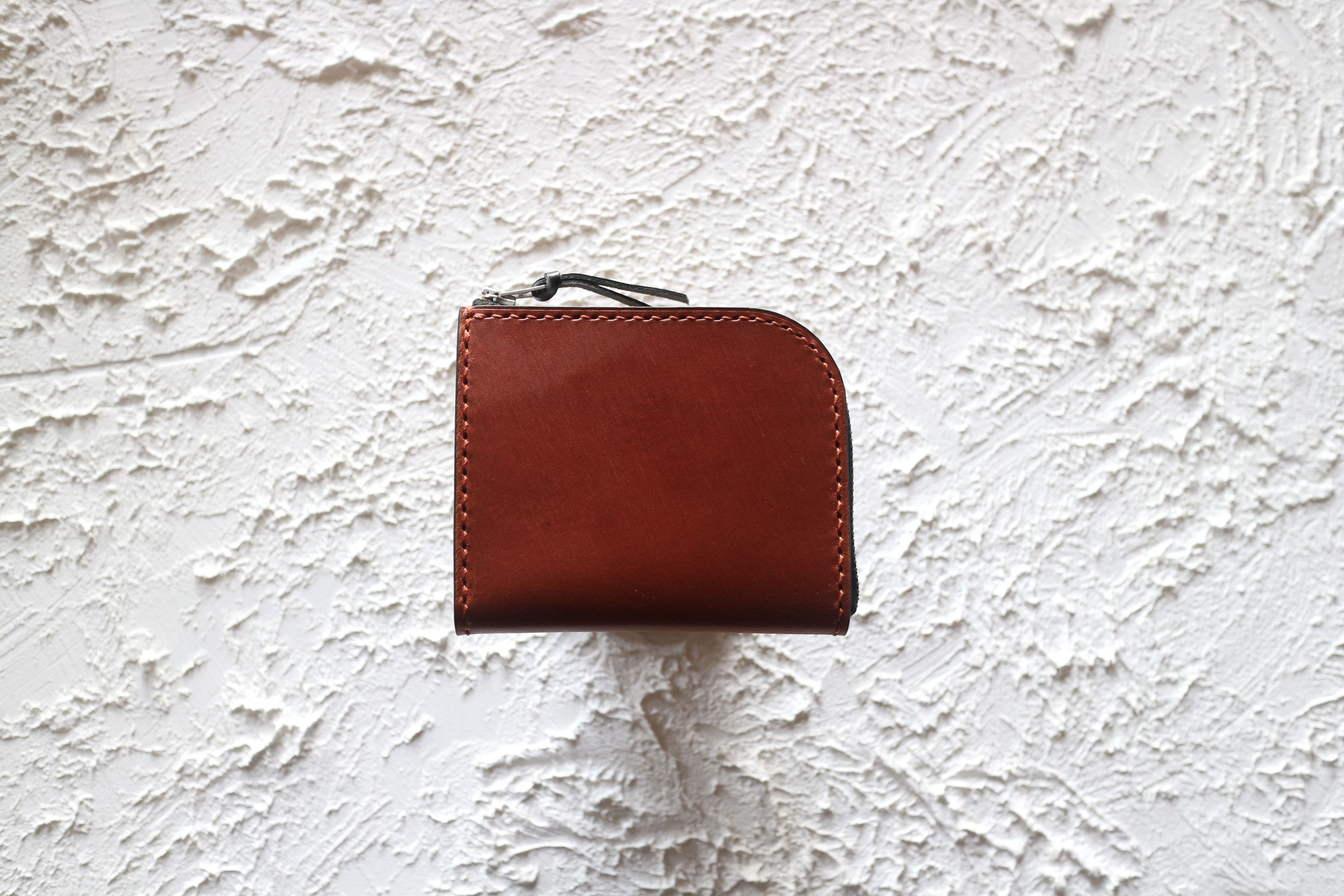 【一点物即納品】L字ファスナー小さい財布 ～イタリアンレザー イビザ～ レッドブラウン×栃木ブラックヌメ～ 4,896円