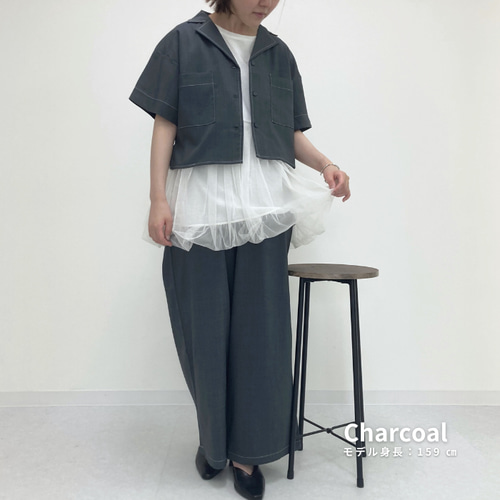 きちんと見えする大人のセットアップ 半袖ジャケットワイド
