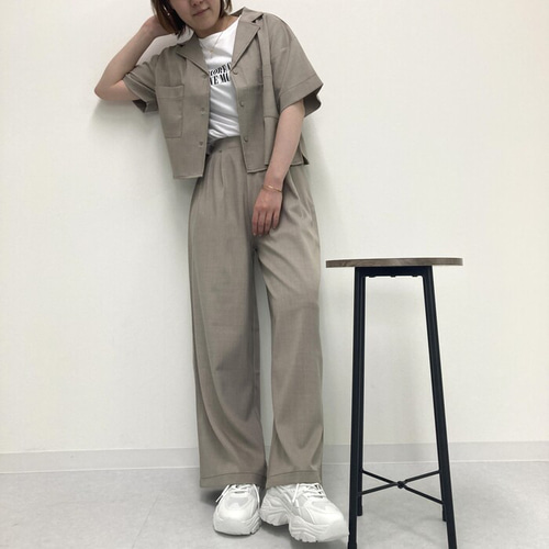 きちんと見えする大人のセットアップ 半袖ジャケットワイド