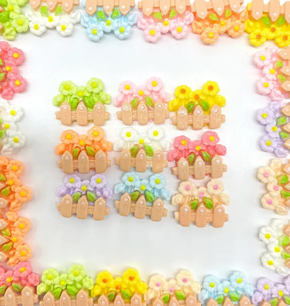 ガーデン フェンス デコパーツ デコレーション 花 可愛い 1枚目の画像