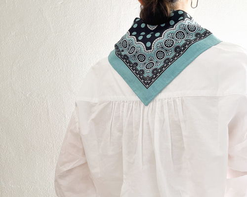 45rpm ブルーカフェ　バンダナ　二枚組　ヴィンテージ　ガーゼ生地 45rpm ブルーカフェ バンダナ 二枚組 ヴィンテージ ガーゼ生地