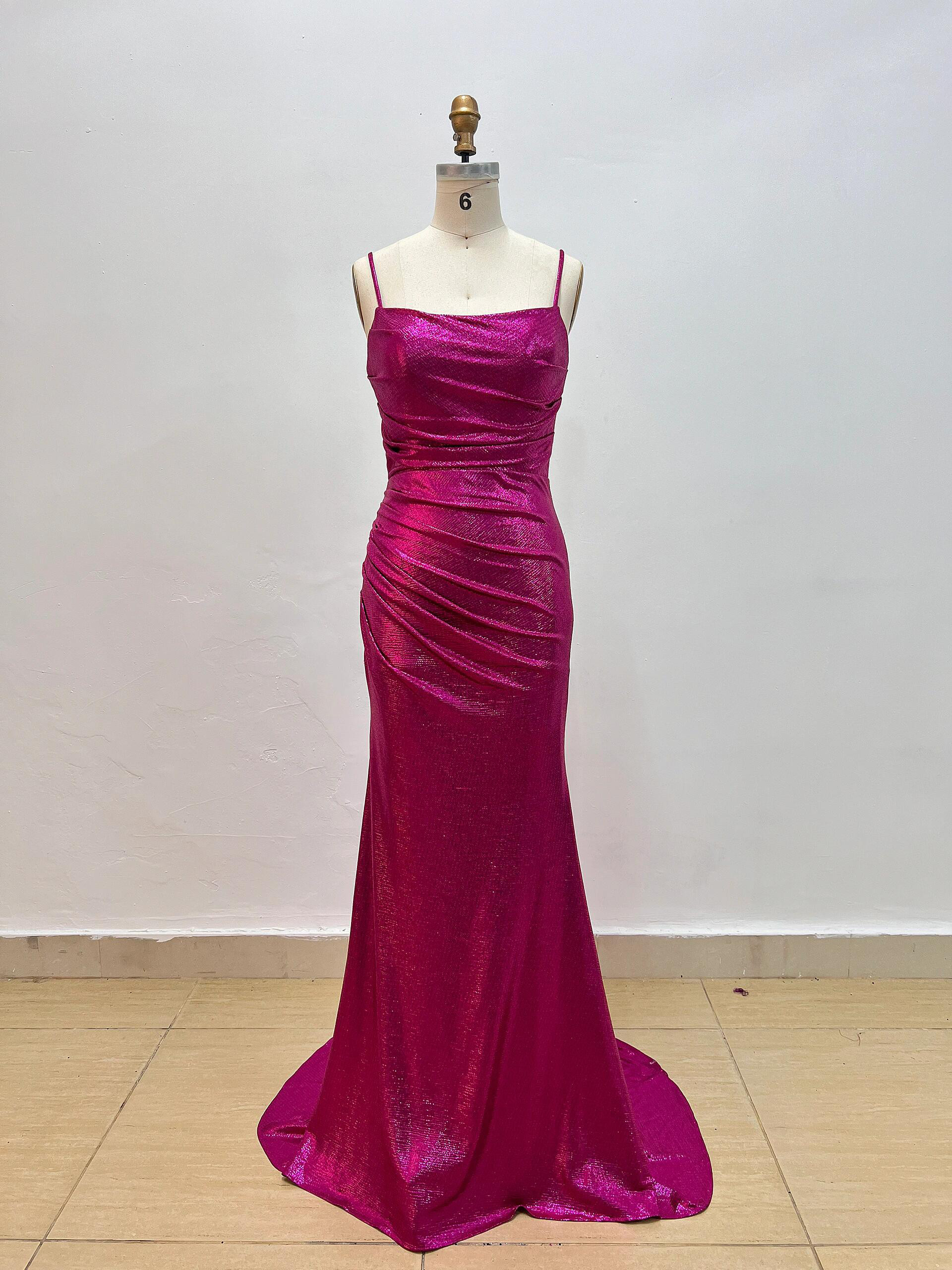 大人気チェリーピンク　マーメイドドレス　本命ドレス制作　前撮り　キラキラ　ファスナー　背中空き　コンテスト　アシメドレス