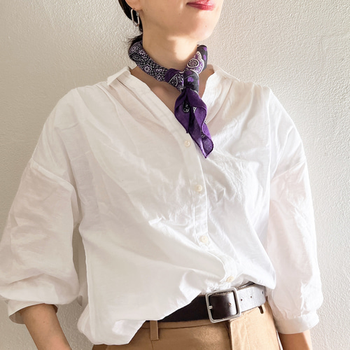 有富教公 ヴィンテージ バンダナ 03 06 40 45 69 フランスヴィンテージ柄大判〈ガーゼ〉ハンカチーフ（Royal PURPLE