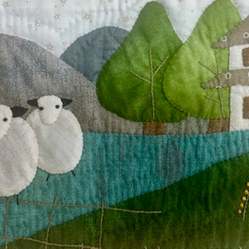 パッチワークタペストリーキット／牧場の風景のタペストリー／ 完成品