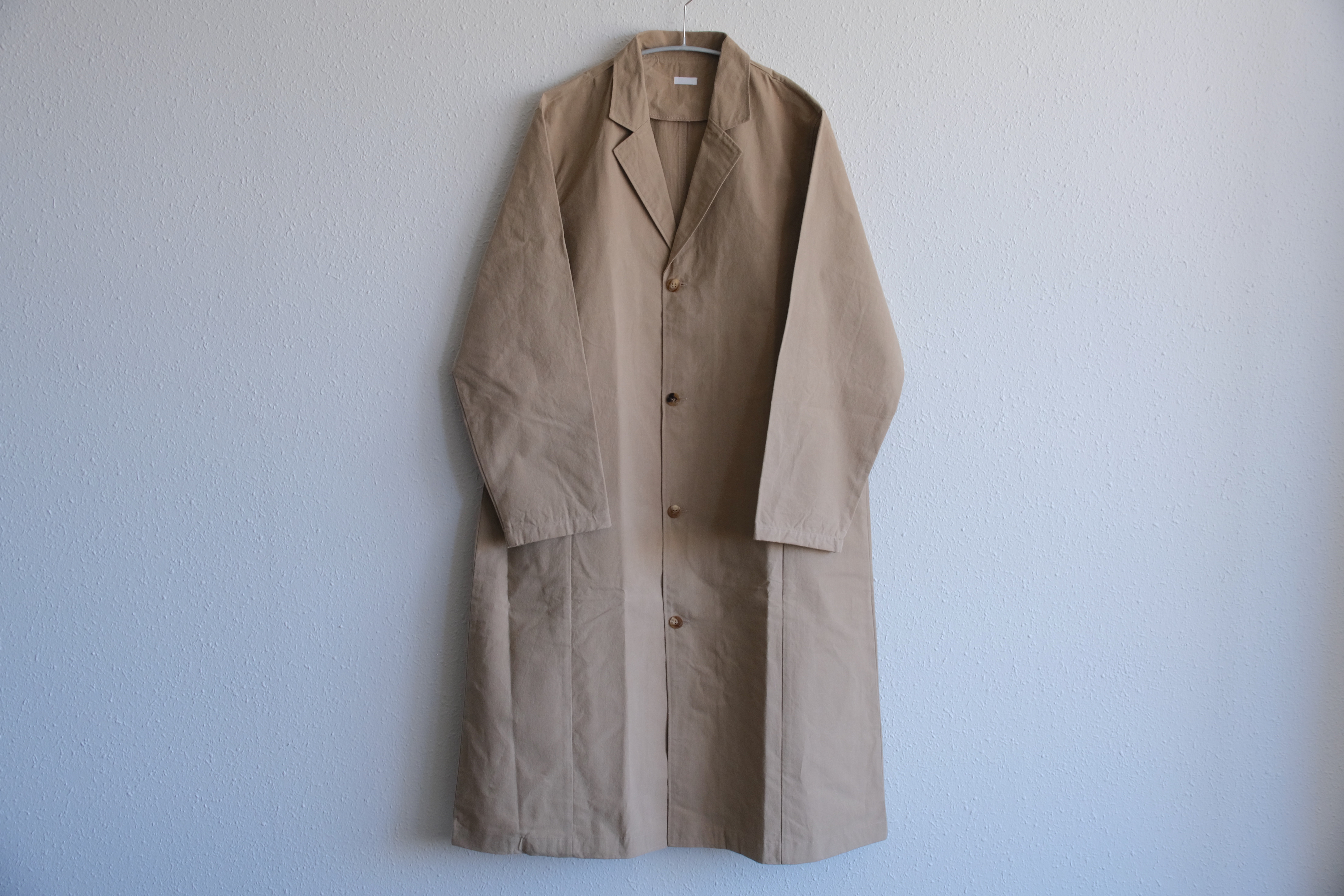 【new】バフクロス ロングジャケット ベージュ｜ユニセックス2サイズ