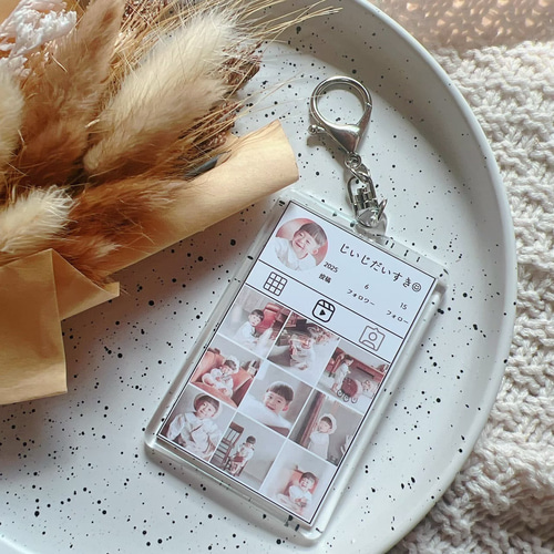 キーホルダー 【インスタ風】 プチギフト ギフト フォトキーホルダー