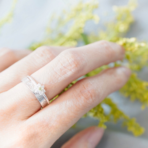 誕生花 (選べる4種)》フラットリング SV950 シルバー ピンキーリング