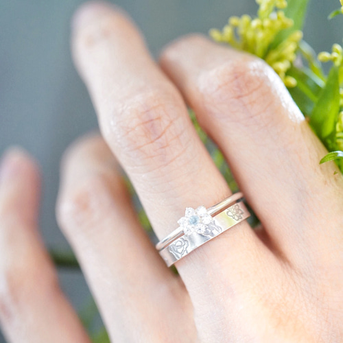 誕生花 (選べる4種)》フラットリング SV950 シルバー ピンキーリング