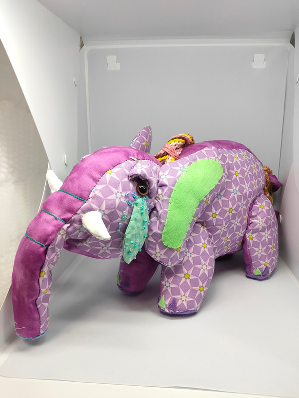 ハンドメイドぬいぐるみ作家　チャウテセイさん　ぬいぐるみ　ゾウ 泣いてもいぃゾウ パープルDAゾウ【ぬいぐるみ】 ぬいぐるみ mieハンド