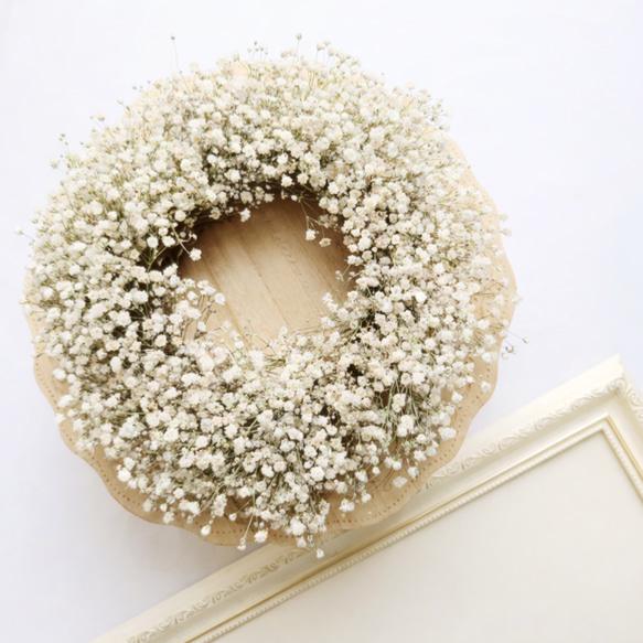 Gypsophila】カスミソウのドライフラワー ナチュラルリース