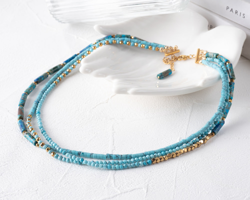 お盆最終日17日だけお値引き！ターコイズネックレス　フィガロチェー お盆最終日17日だけお値引き！ターコイズネックレス フィガロ