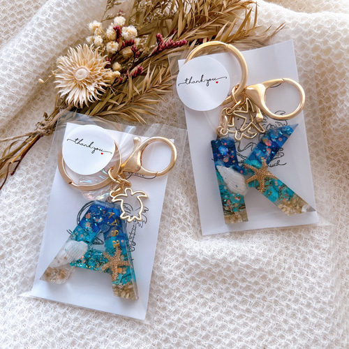 誕生日プレゼントに！大人可愛い パープル海 他にはない イニシャル