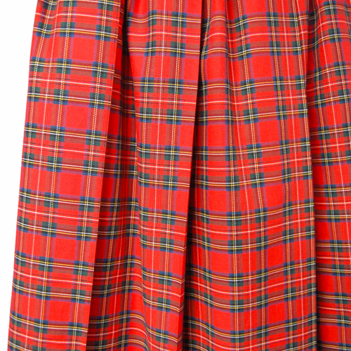 タータンチェック コットンフレアプリーツロングスカート:red フレア